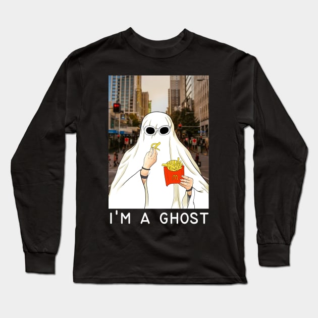 ghost halloween tiktok trend Long Sleeve T-Shirt by Elsieartwork
